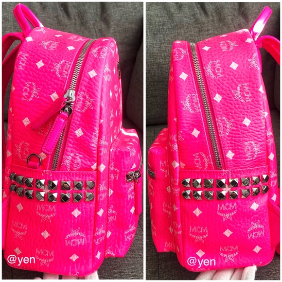 neon pink mcm backpack